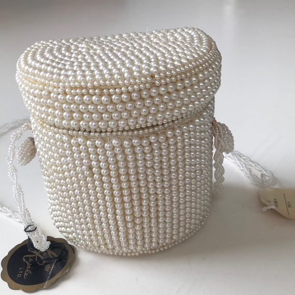 La Regale Handbags - Vintage Pearl Bag/Case with Beaded Shoulder Strap